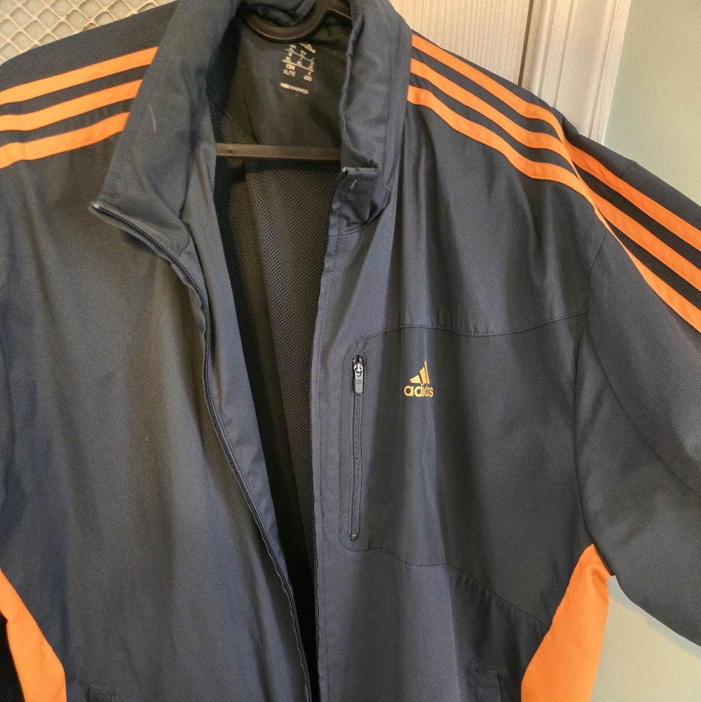 Adidas Men's Black and Orange Windbreaker